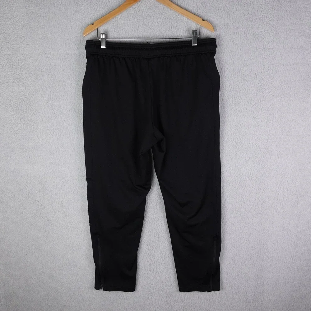 Reebok Mens Athletic Jogger Pants Black Logo Ankle Zip Pockets Large